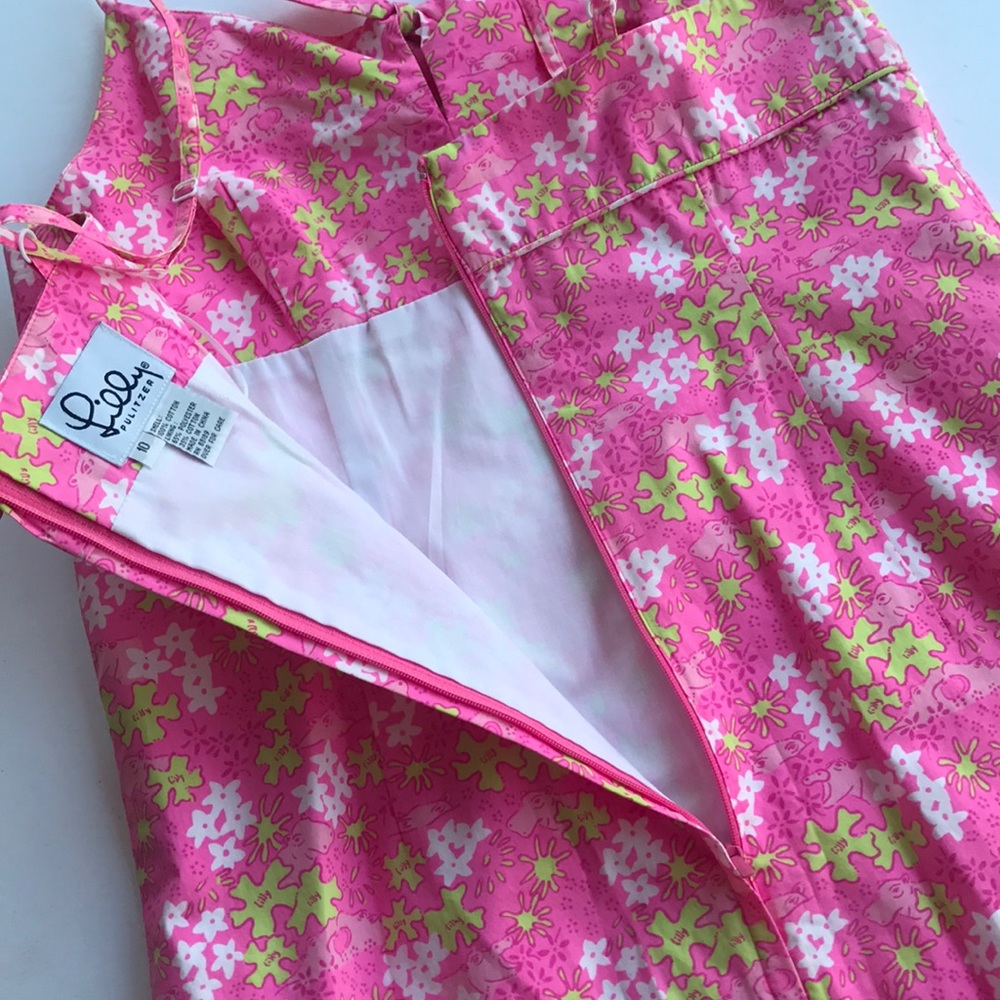Rare Vintage Lilly Pulitzer Dress White Label Sundress 10 Shift Slip Barbie Pink - Picture 15 of 15